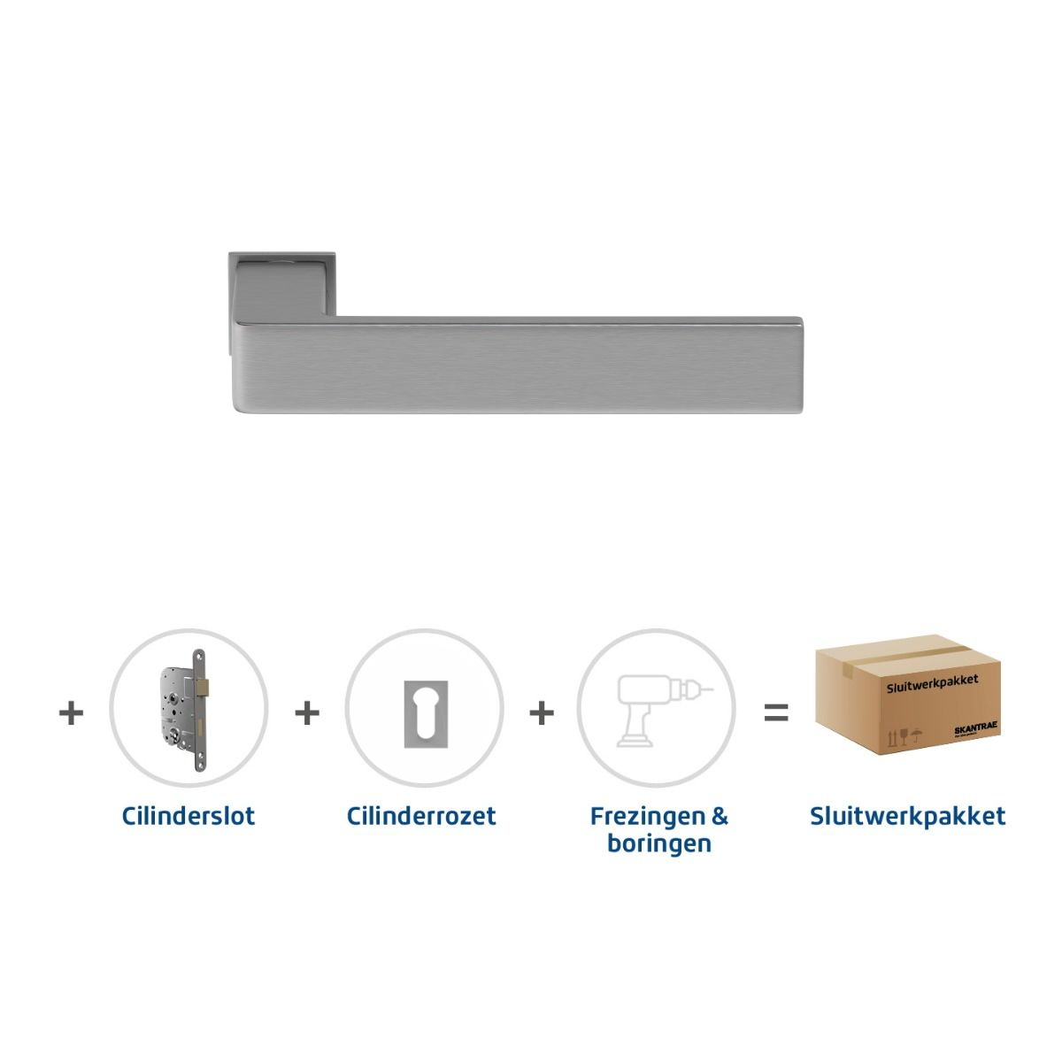 Sluitwerkpakketten met Deurkruk Quadrate 28 Minimal RVS